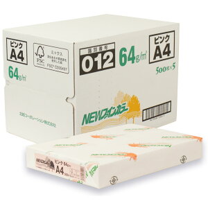 【送料無料】北越コーポレーション カラーPPC用紙 NEWファインカラー 64g/m2 A4 500枚×5冊 2,500枚 カラー コピー用紙 PPC用紙 普通紙 OA用紙 プリンタ用紙 色上質紙 色紙 A4サイズ用紙 A4 2500枚