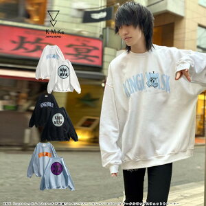 KMK Frontへっどふぉんワールド刺繍ワッペンベアー/カレッジロゴBackサークルビッグスウェット裏起毛 メンズ レディース ユニセックス 男女兼用 キングリーマスク KINGLYMASK青木志貴