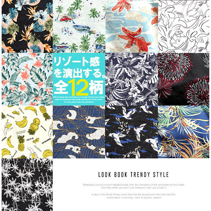 メール便で送料無料 アロハシャツ メンズ 大きいサイズ 半袖シャツ レーヨン ボタニカル 花柄 半袖 シャツ 白 黒 ハイビスカス サーフ ハワイ リゾート 総柄 和柄 キレイめ 青 ワークマン プラス