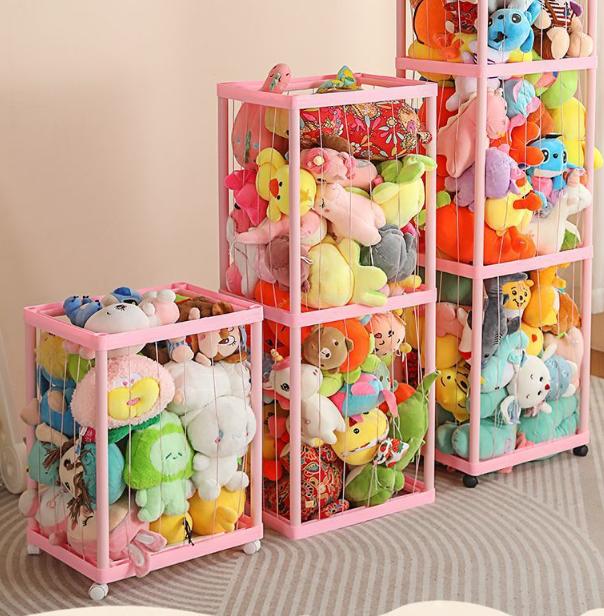 ぬいぐるみ 収納 ラック 大容量 収納ボックス 展示ボックス 収納バスケット おもちゃ収納 ケース 1段 2段 3段 おもちゃ 収納ネット 整理箱 中身の見えるメッシュ 組み立て簡単 ディスプレイボックス 取り出しやすい 保育園 プレイルーム [2]
