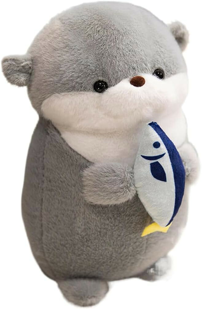 カワウソ ぬいぐるみ 抱き枕 肌触り良い ねむねむ クッション 大きい かわいい 寝かしつけ 癒し系 30cm もちもち 置物 雑物 縫い包み ふわふわなおもち お祝い グレー 誕生日 プレゼント ク