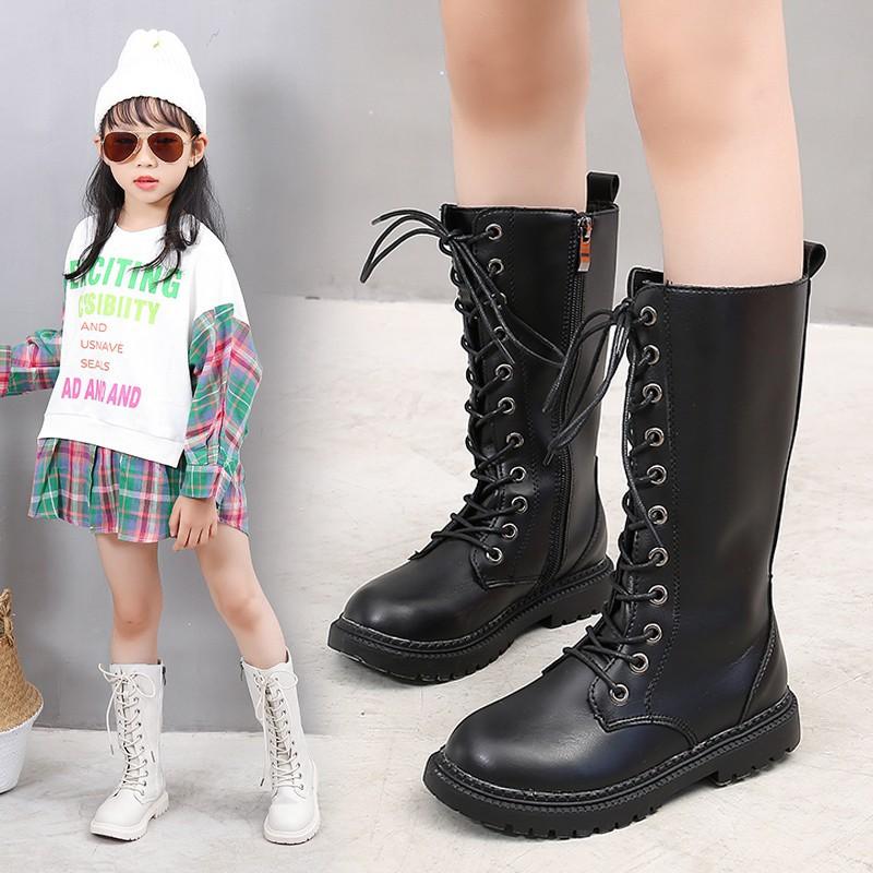 ロングブーツ キッズ 女の子 ブーツ 秋冬 ヒール レースアップブーツ 編み上げ 子...