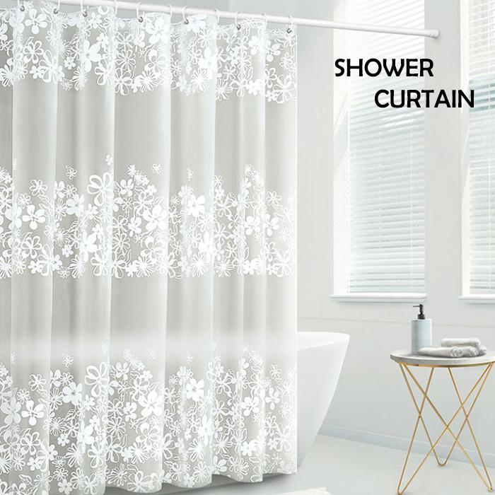 シャワーカーテン 120×180cm 150×180cm 180×180cm はっ水加工 防カビ バス用品 速乾 カーテン フック付き 新生活 お風呂 カーテン EVA材質 取り付け簡単
