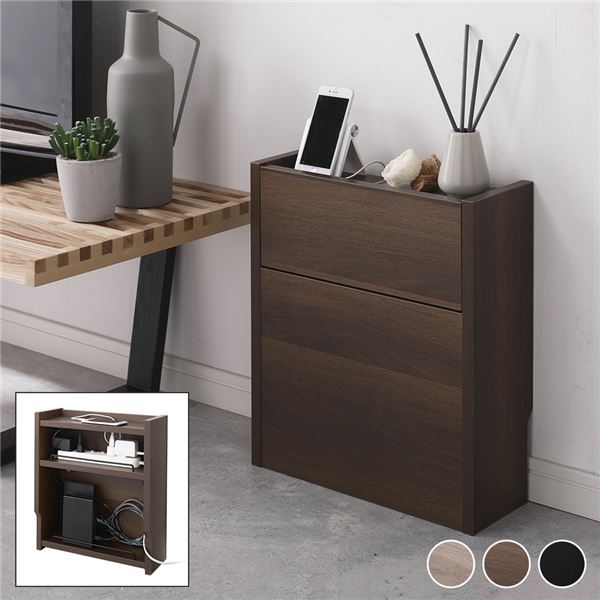 ケーブルボックス 〔 レギュラータイプ ブラウン 〕 幅40cm 収納ボックス コード収納 収納家具 組立品