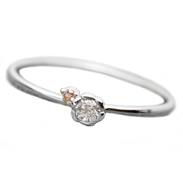 ダイヤモンド リング ダイヤ ピンクダイヤ 合計0.06ct 9.5号 プラチナ Pt950 花 フラワーモチーフ 指輪 ダイヤリング 鑑別カード付き(4)