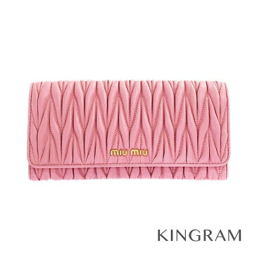 ミュウミュウ MIUMIU マテラッセ 二つ折り 長財布 ピンク レザー レディース財布 mi【中古】