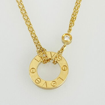 カルティエ CARTIER ラブサークル ネックレス K18YG(750) ダイヤ 2PD ste【中古】