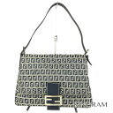 フェンディ FENDI ズッキーノ マンマ バケット ワンショルダーバッグ 26325 018 グレー ネイビー キャンバス レザー ショルダーバッグ se【中古】