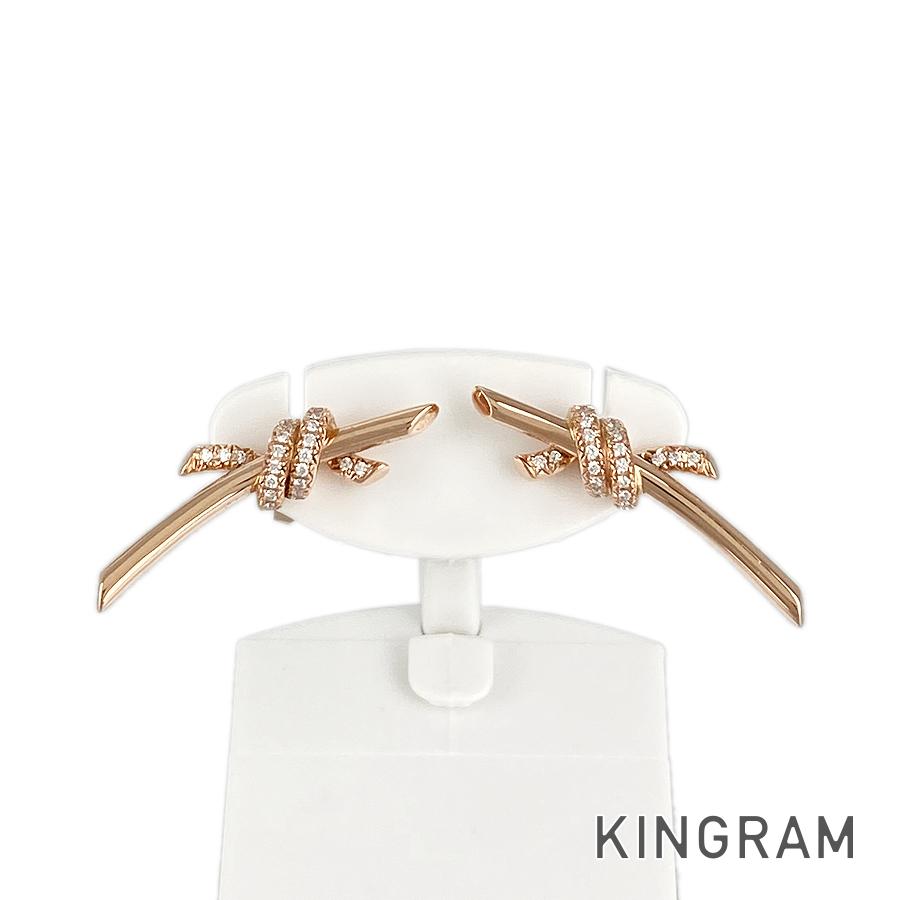 ティファニー TIFFANY&Co. ピアス K18PG(750) ダイヤモンド ノット sss【中古】のサムネイル