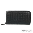 ボッテガヴェネタ BOTTEGA VENETA イントレチャート レザー 長財布 ラウンドファスナー iz【中古】