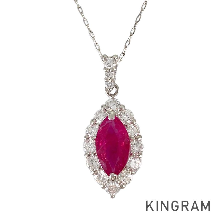 Heart - ノーブランド Unsigned Jewelry ネックレス Pt950 ルビー ダイヤモンド ダイヤモンド sss【中古】