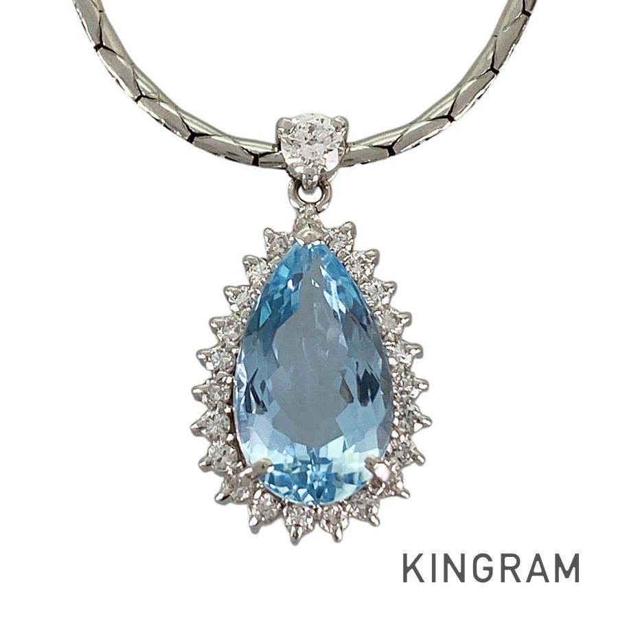 乐天商城 - ノーブランド Unsigned Jewelry ネックレス Pt900 アクアマリン ダイヤモンド ダイヤモンド sss【中古】