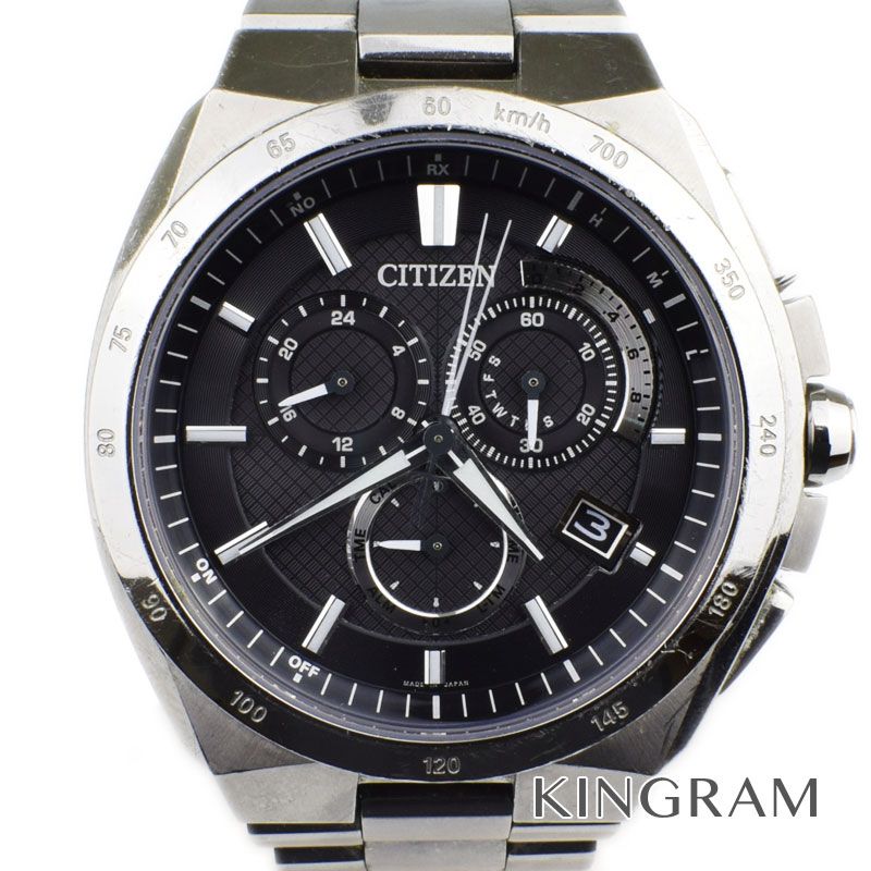 シチズン CITIZEN Ref.AT3010-55W アテッサ クロノグラフ 電波時計 メンズ 腕時計 ec 【中古】