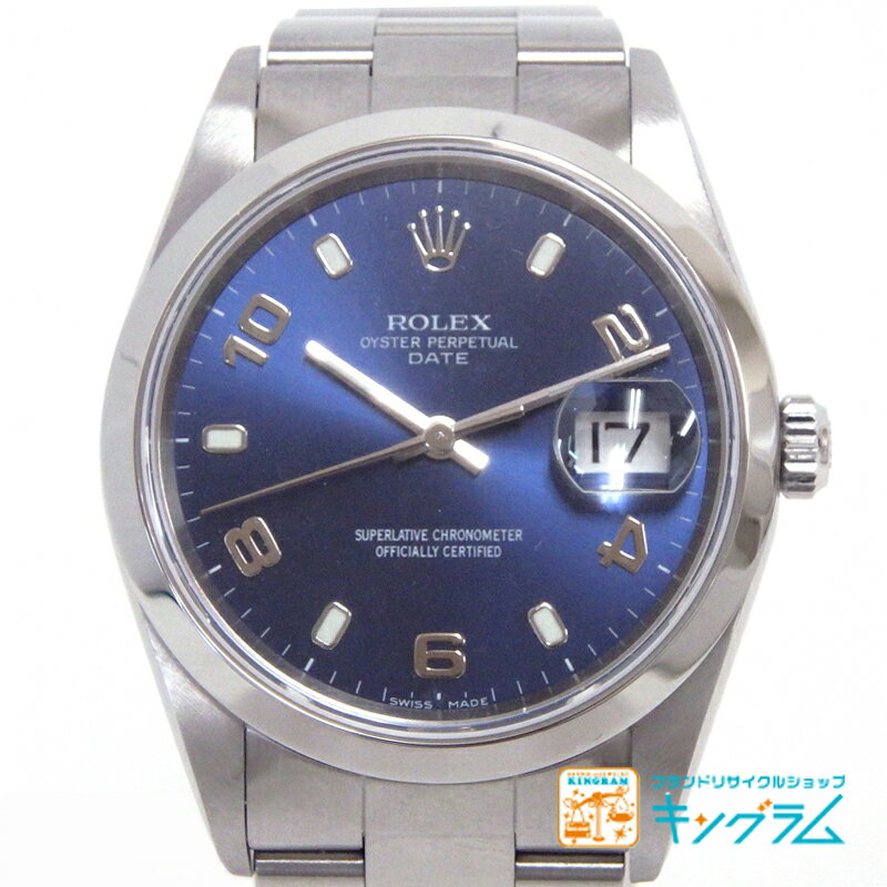 ロレックス ROLEX オイスター パーペチュアル デイト 15200 F番 ブルー 文字盤 自動 巻き メンズ 腕時計 yate [中古]