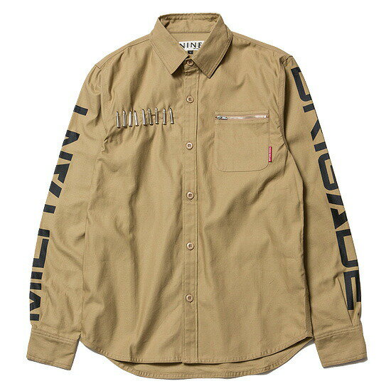 楽天KINGSポイント最大8倍 送料無料 NINE RULAZ LINE ナインルーラーズ Military Shirt ミリタリーシャツ 長袖 NRAW16-031 カーキ