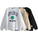 正規取扱店 アップルバム 送料無料 APPLEBUM College Logo Big Crew Sweat クルーネック スウェット トレーナー ルーズなシルエット メンズ レディース 全3色 M-XL EA2320401