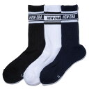 正規取扱店 ニューエラ キャップ 靴下 NEW ERA ソックス クルー 3ペア ライン フラッグロゴ エンブロイダリー Socks ニューエラキャップ スポーツソックス おしゃれ プレゼント 4色展開 4サイズ展開 13529422 13517761 13517762 13517763