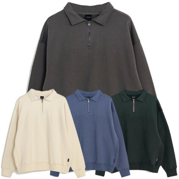 正規取扱店 アップルバム APPLEBUM 送料無料 Solid Color Half Zip Sweat ハーフジップ スウェット 裏毛 17オンス 肉厚 全4色 M-XL 2310406