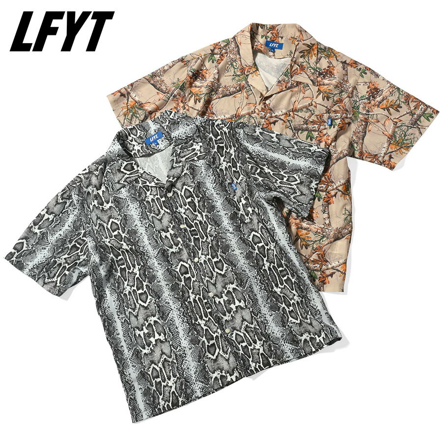 ラファイエット シャツ LFYT PATTERNED OPEN COLLAR S/S SHIRT メンズ 半袖 シャツ 開襟シャツ オープンカラー ポリエステル おしゃれ かっこいい LAFAYETTE エルエフワイティー 正規品 ブランド 大きい サイズ オーバーサイズ 迷彩 ヘビ柄 夏 LS240203