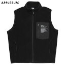 アップルバム ベスト APPLEBUM Fleece Full Zip Vest メンズ フリースベスト ブランド おしゃれ かっこいい 人気 正規品 アップルバムベスト フリース ジップアップ レイヤード 大きい サイズ オールシーズン ユニセックス BLACK 黒 ブラック EA2420601