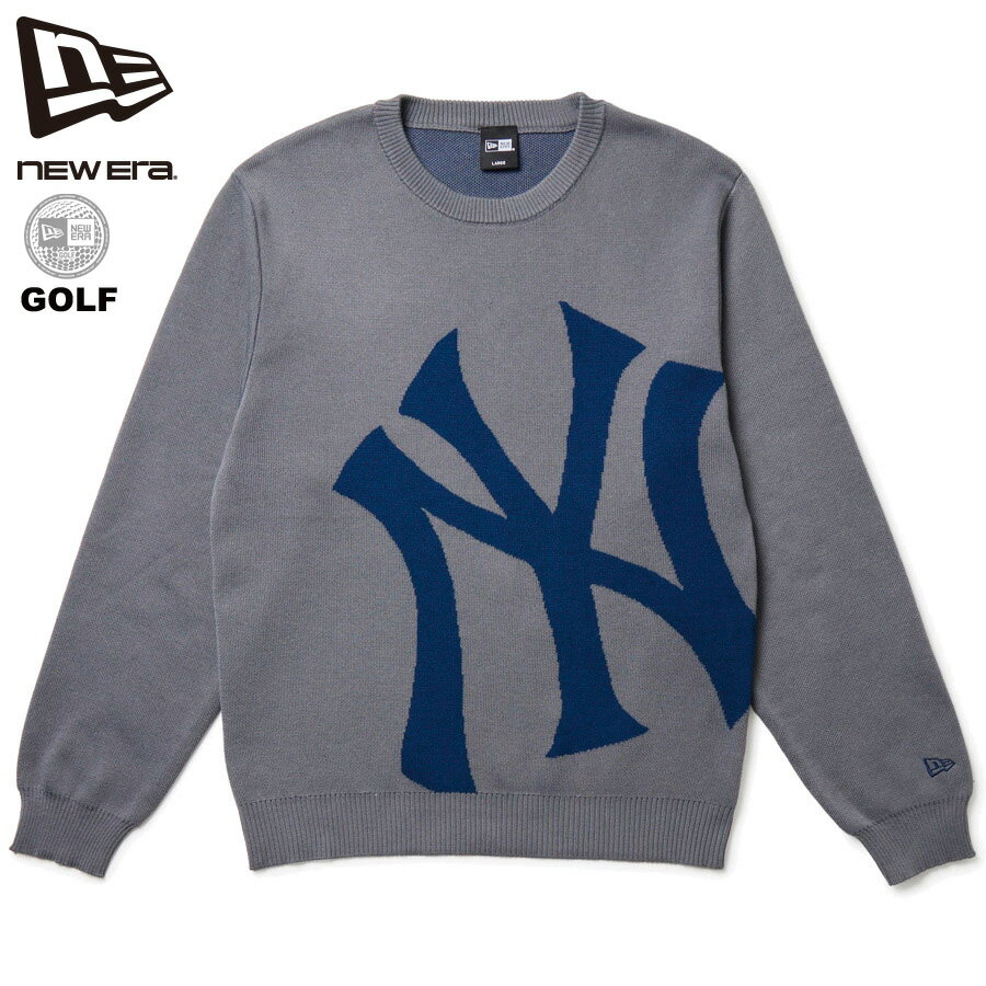 ニューエラ ニット セーター ニューヨーク ヤンキース NEW ERA GOLF ゴルフ ウェア メンズ レディース グレー ジャカード ビッグロゴ MLB ニ...