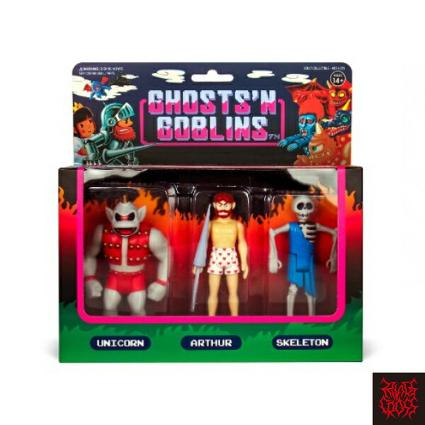 GHOSTS 'N GOBLINS REACTION FIGURES - PACK B (UNICORN, ARTHUR IN UNDERWEAR, SKELETON) - 魔界村 SUPER7 / スーパー7 リアクション フィギュア トイ ホビー おもちゃ ゲーム アメリカ雑貨 アメリカン雑貨 ホラー映画 公式 オフィシャル ライセンス