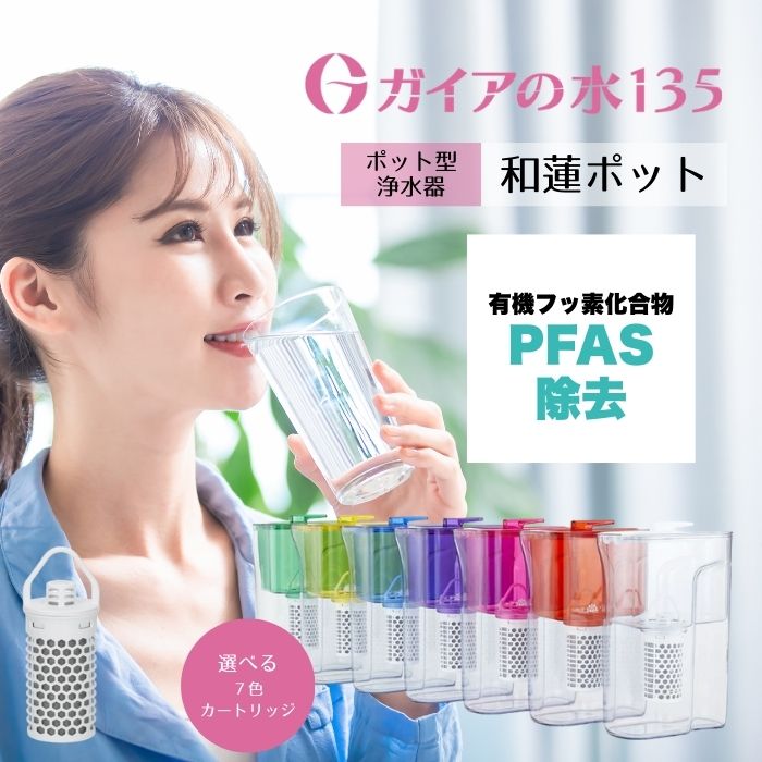ガイアの水135 和蓮ポット 1L カートリッジ付き 国内正規品 ビビアン ポット型 浄水器 PFAS除去 高性能フィルター カートリッジ 塩素除去 不純物除去