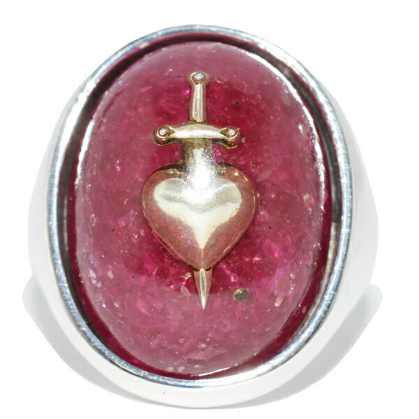 アレックスストリーター　ALEX STREETER　RUBY SWORD-PIERCED HEART RING