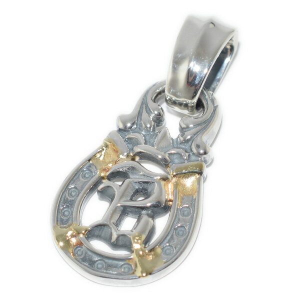 ビルウォールレザー　Bill Wall LeatherLarge Horse Shoe Pendant w/18KYG Orver Ray initial Bラージホースシューペンダント w/イニシャルB 金ローPN1036C-F