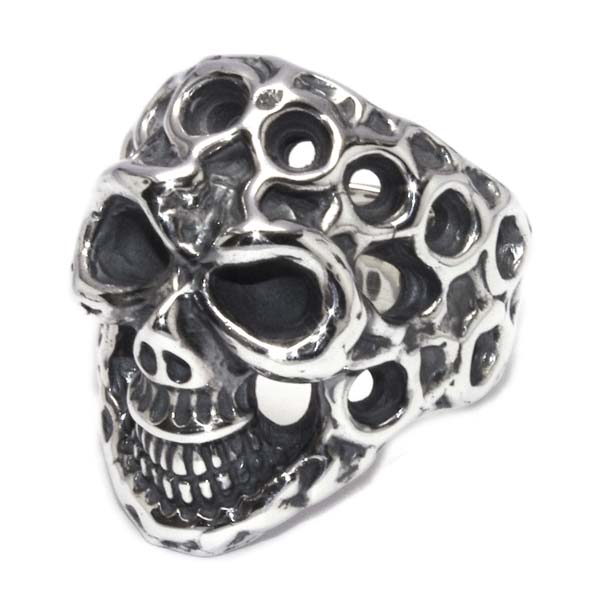 ビルウォールレザー　Bill Wall LeatherMedium Master Skull Ring w/HolesR410