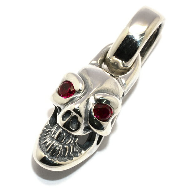 ビルウォールレザー　Bill Wall LeatherGood Luck Skull Charm w/ Stone Eyes Redグッドラックスカルチャームw/ストーンアイズ　レッドC323S