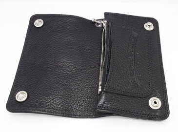 CHROME HEARTS(クロムハーツ)　1ZIP 1CROSS BK LEATHER WALLET 1ジップクロスヘビーレザーウォレット・クロスボールボタン l chromehearts 正規品 送料無料 誕生日 プレゼント ギフト レディース メンズ アクセサリー シルバー 925 財布 ペア クロム 芸能人 愛用