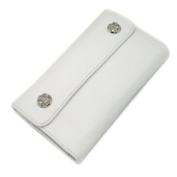 CHROME HEARTS(クロムハーツ)ウェーブ・フレアボタン・ホワイトウォレット Wave Wallet White Leather w/BS Fleur Buttons l chromehearts 正規品 送料無料 誕生日 プレゼント ギフト レディース メンズ アクセサリー シルバー 925 財布 ペア クロム 芸能人 愛用