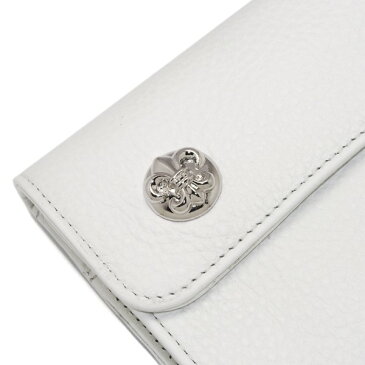 CHROME HEARTS(クロムハーツ)ウェーブ・フレアボタン・ホワイトウォレット Wave Wallet White Leather w/BS Fleur Buttons l chromehearts 正規品 送料無料 誕生日 プレゼント ギフト レディース メンズ アクセサリー シルバー 925 財布 ペア クロム 芸能人 愛用