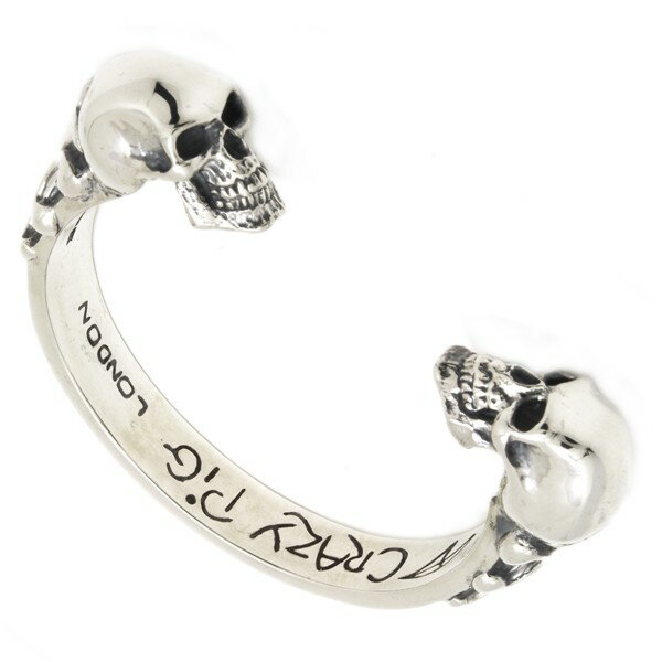 クレイジーピッグ　CRAZY PIG DESIGNS　HEAVY TWO SKULL BANGLE　ヘビー2スカルバングル　#571