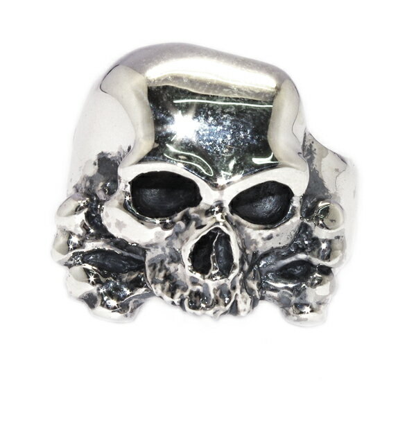 NCW[sbO@CRAZY PIG DESIGNS@THREE QUARTER SKULL & BONE RING #105