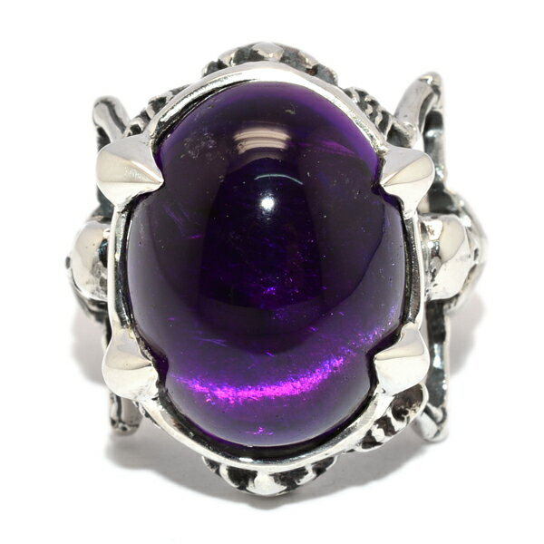 NCW[sbO@CRAZY PIG DESIGNS@Twin Skeleton Stone Ring/ Amethyst cCXPg AWXg #1054