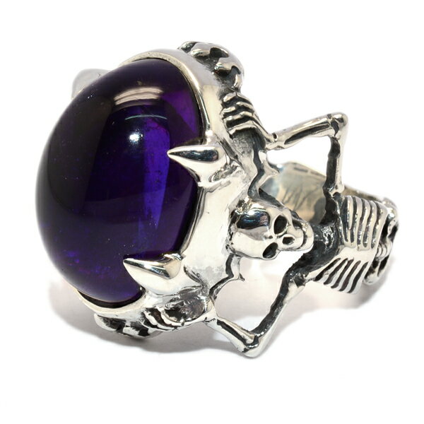 クレイジーピッグ　CRAZY PIG DESIGNS　Twin Skeleton Stone Ring/ Amethyst ツインスケルトン アメジスト #1054 2