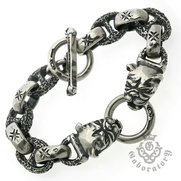 K{g[@Gaboratory@2bulldog heads w/h.w.o& chiseled anchor links bracelet@/ PG12