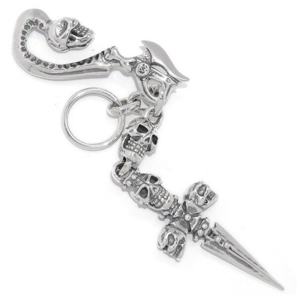 トラヴィスワーカー トラヴィスワーカー　TRAVIS WALKER　Skull Hook Skull Link w/Triple Skull Dagger Key Chain KCS032