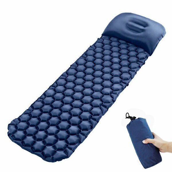 【全国送料無料】エアーマット アウトドアマット キャンピングマット エアベッド 枕付き式 防水 防湿気超軽量型 コンパクト キャンピングマット寝袋 防災用品 登山 テント泊 ツーリング キャンプ 簡易ベッド 車中泊マット収納バッグ付き