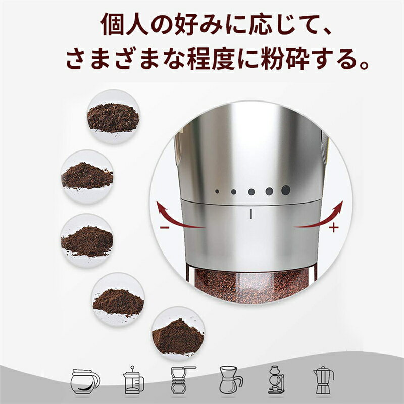 コーヒーミルコーヒーグラインダー手挽き手動豆挽き小型ミニ粗さ5段階調節ステンレスメタリック水洗い可能掃除簡単便利毎日新鮮セラミック刃金属臭が無い家庭、オフィスや旅行のためのコンパクトなグラインダープレゼントギフト【楽天海外直送】