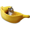 猫ハウス 犬ベッド バナナ型 ペットハウス　春　夏　年中通用　快適　ふわふわ 可愛い 中小型猫・犬用　寝床　室内 室外 イエロー 洗える (XL)【海外通販】