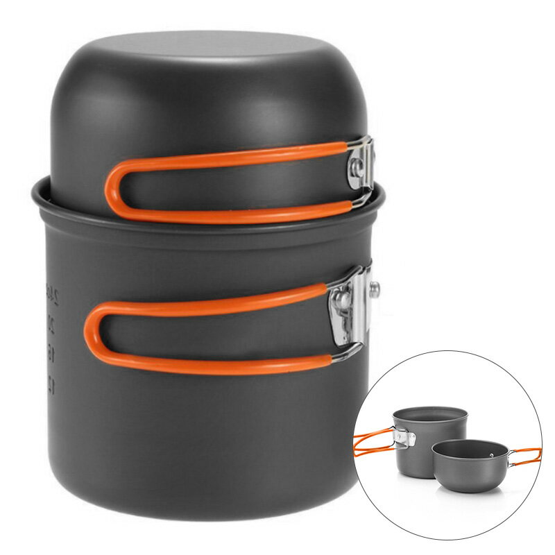 アウトドア クッカー キャンプ 鍋 セット ソロ 2人用 2TYPE コッヘル 登山 軽量 調理器具セット アルミクッカー コンパクト BBQ ツーリング 調理セット 食器セット 収納袋付き【楽天海外直送】