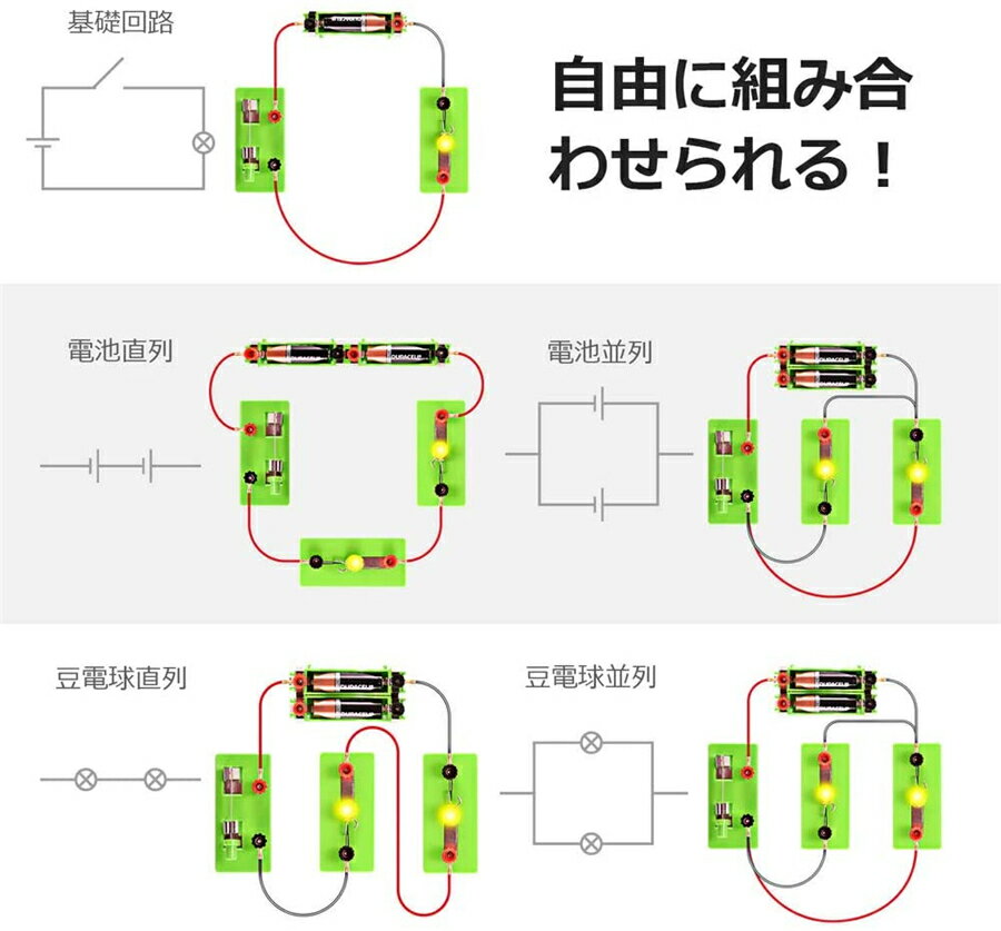 電気回路実験キット 知育学習 科学実験 小学生 中学生 理科 自由研究 豆電球 実験 セット サイエンス実験 直列 並列 回路実験キット プレゼント【海外通販】 3