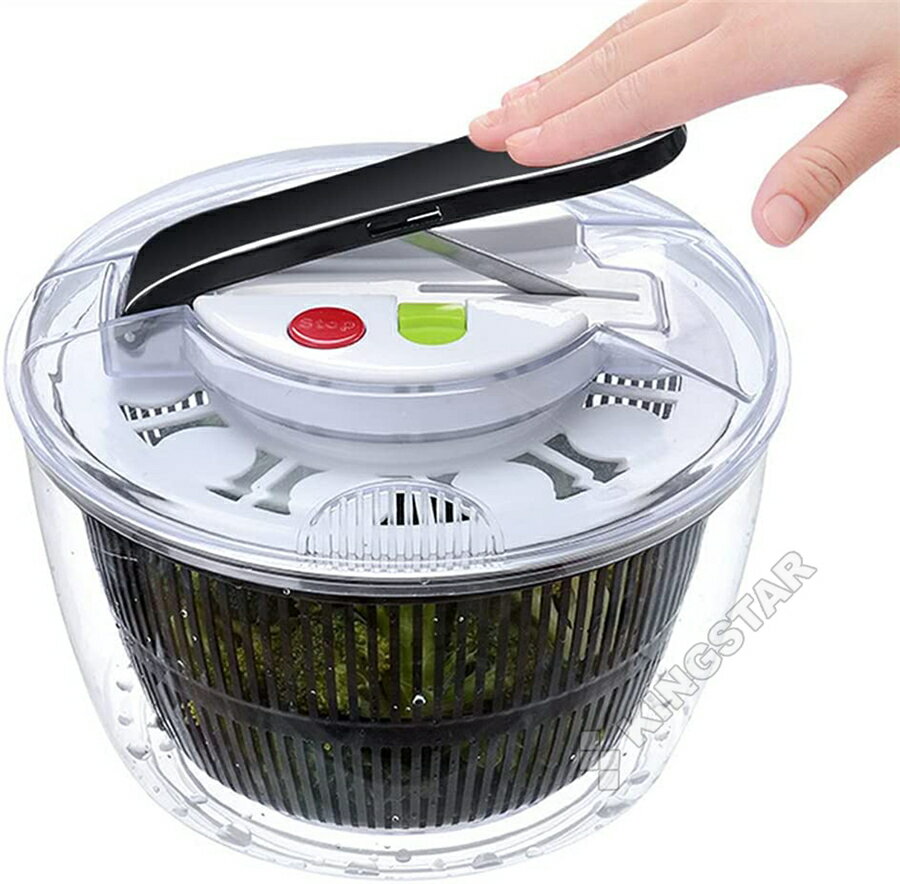 サラダスピナー 水切り器 5L大容量 プッシュタイプ 野菜スピナー 野菜水切り ザルとボウル スピナー 水切りボウル付き 野菜 果物洗い 取り外し可能 家庭用 オシャレ キッチン便利グッズ【海外通販】のサムネイル