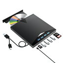 CD DVDドライブ 外付け USB HUB ポータブル 光学ドライブ DVDプレーヤー 高速USB3.0&Type-C両用ケーブル 4USBポート 2TF/SDカードスロット CD/DVD読み出し&書き込み 外付けDVD/CD光学ドライ【海外通販】(2)