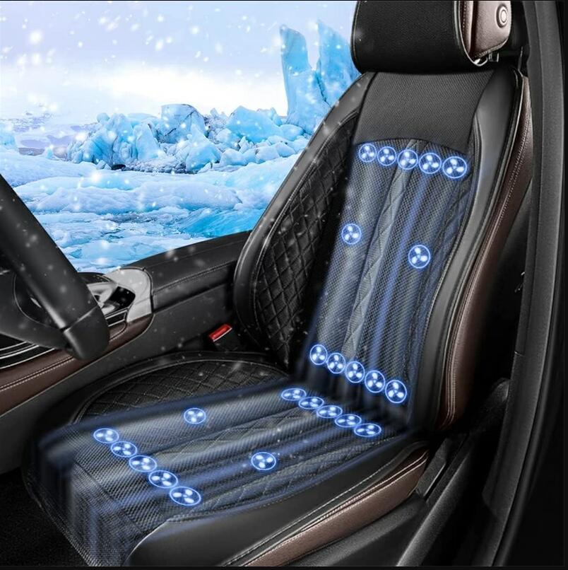 最新バージョン 車 シートクーラー クールシート ファン付き シートカバー 24個強力ファン 送風 冷風 シートファン 3段階風量調節 独立制御スイッチ 自動起動/停止機能 記憶機能 背中とお尻蒸れない 涼しい 暑さ対策 立体的メッシュ素材 通気性 取付簡単【海外通販】
