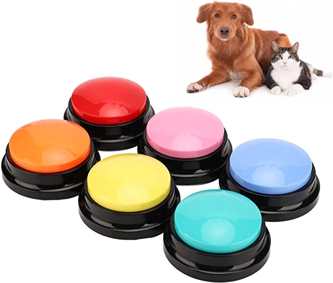 楽天Kingstar犬用の記録可能なボタン、ペットのコミュニケーションのための話すボタン プレスボタンの学習 ブザーに答える 30秒の録音 犬のトークボタン 面白いおもちゃのボタン ペット用ボタン サウンドボタンインタラクティブツール（6個）【海外通販】