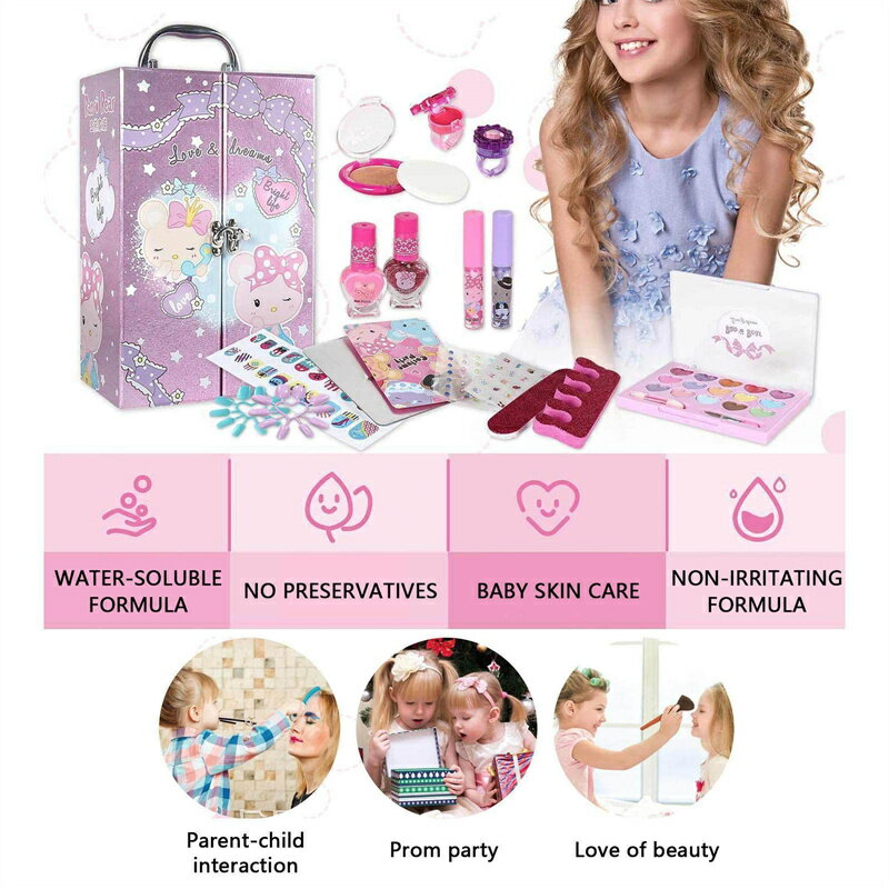 女の子用キッズメイクアップキット | 洗えるプリンセスメイクセット | 女の子のおもちゃ 本物の化粧品 小さな女の子用メイクアップセット 健康的なごっこ遊び メイクアップ ビューティーセット 14歳未満の子供の誕生日プレゼント【海外通販】
